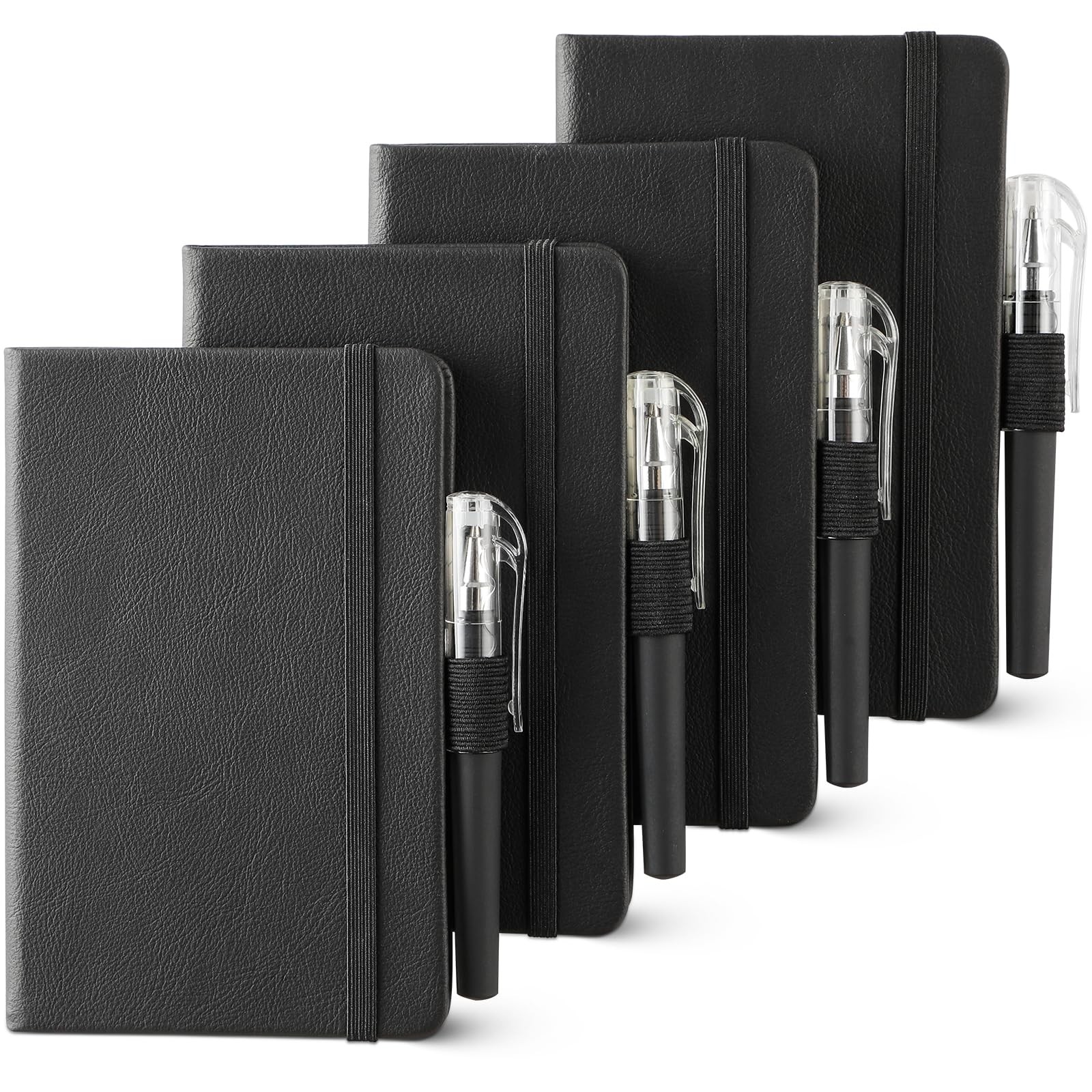 NETANY 4 Pack Small Notebook Pocket Notebook, A6 Mini Leather Hardcover Journal,