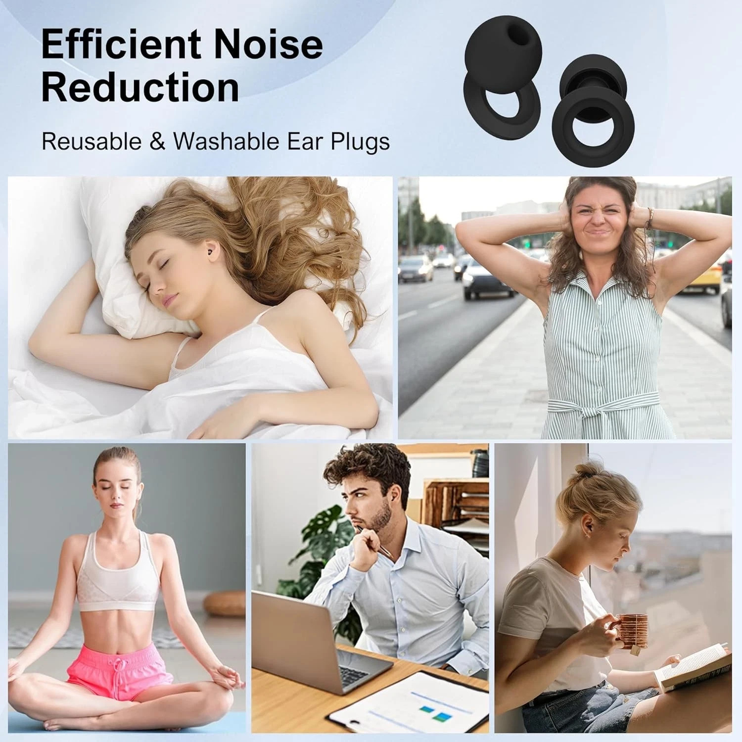 Reusable Silicone Ear Plugs Noise Cancelling Earplugs Protector Study Sleep Swim
