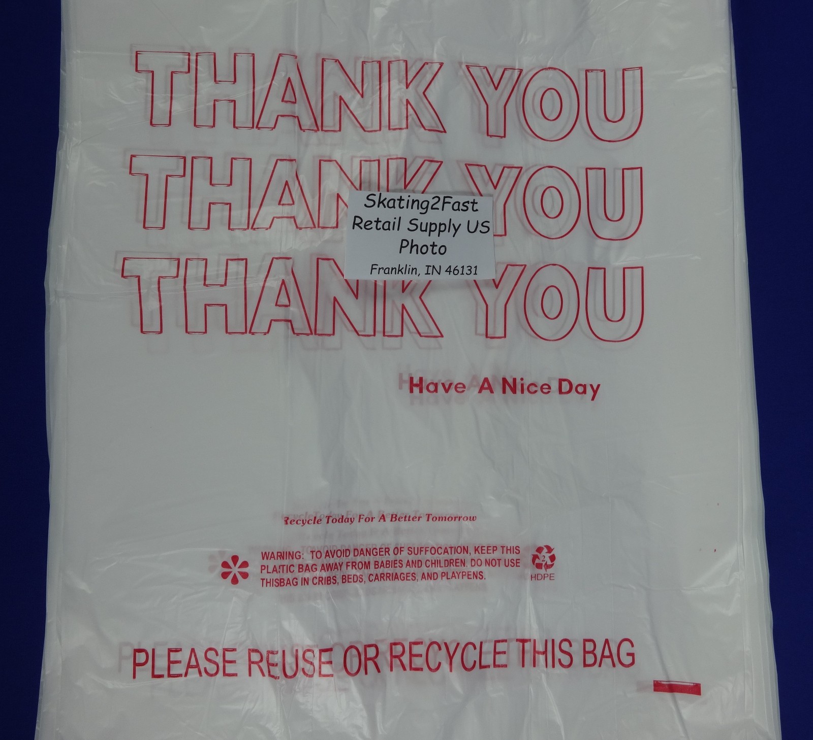 THANK YOU T-Shirt 1/6 Barrel Bags 11.5″ x 6.5″ x 22″ Plastic Retail Shopping