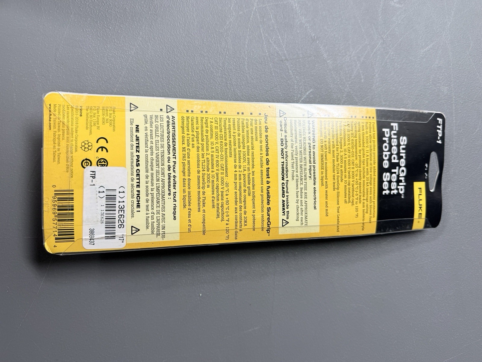 Fluke Ftp-1 Fused Test Probe With Leads, Cat Iii 1000V, Cat Iv 600V, Shrouded