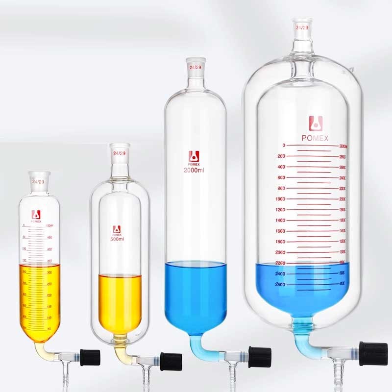 100ml-500ml Distillation Bottle with Vacuum Piston Double-Layer Lab Glass