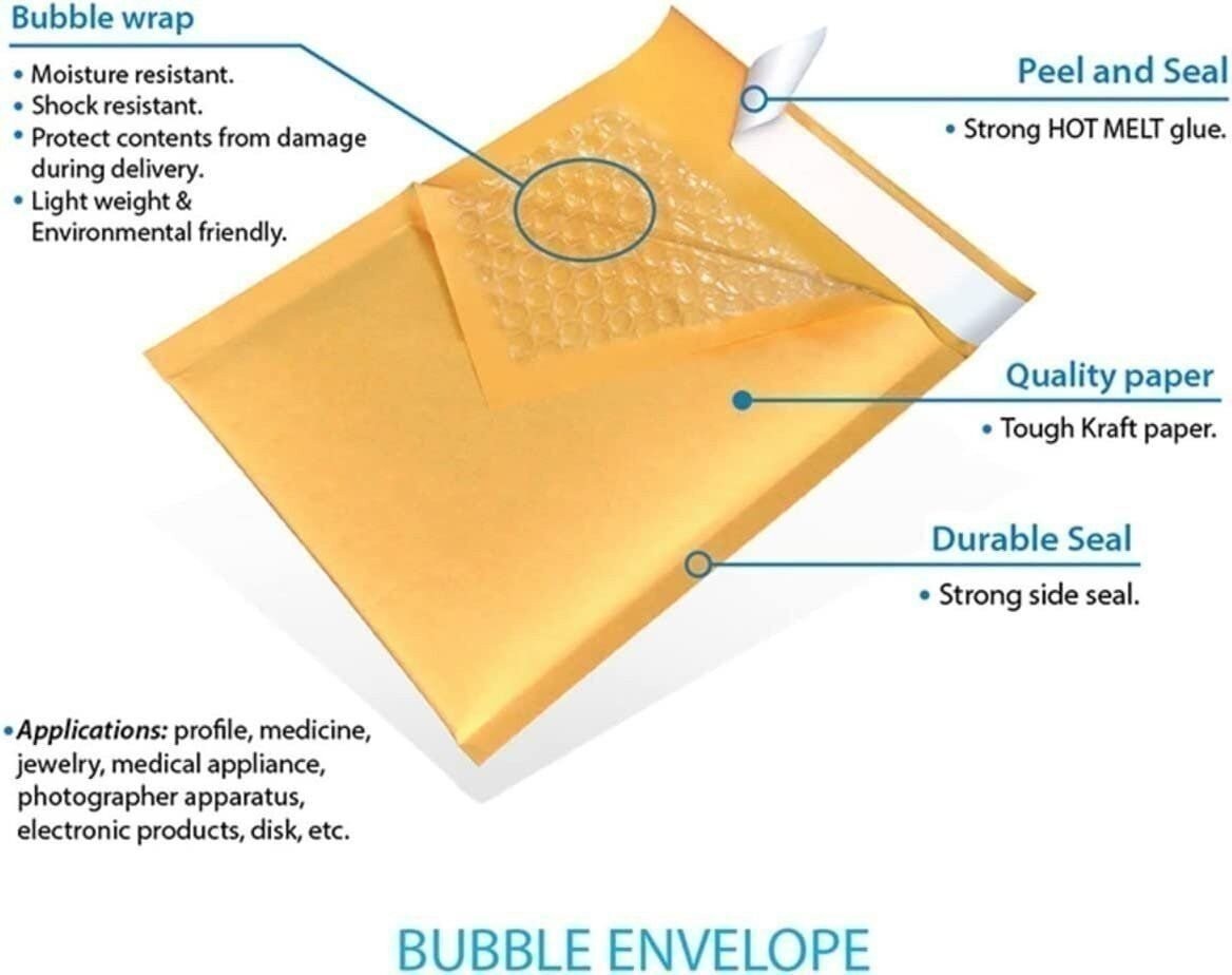 50 #5 10.5×16 Kraft Paper Bubble Padded Envelopes Mailers Case 10.5″x16″