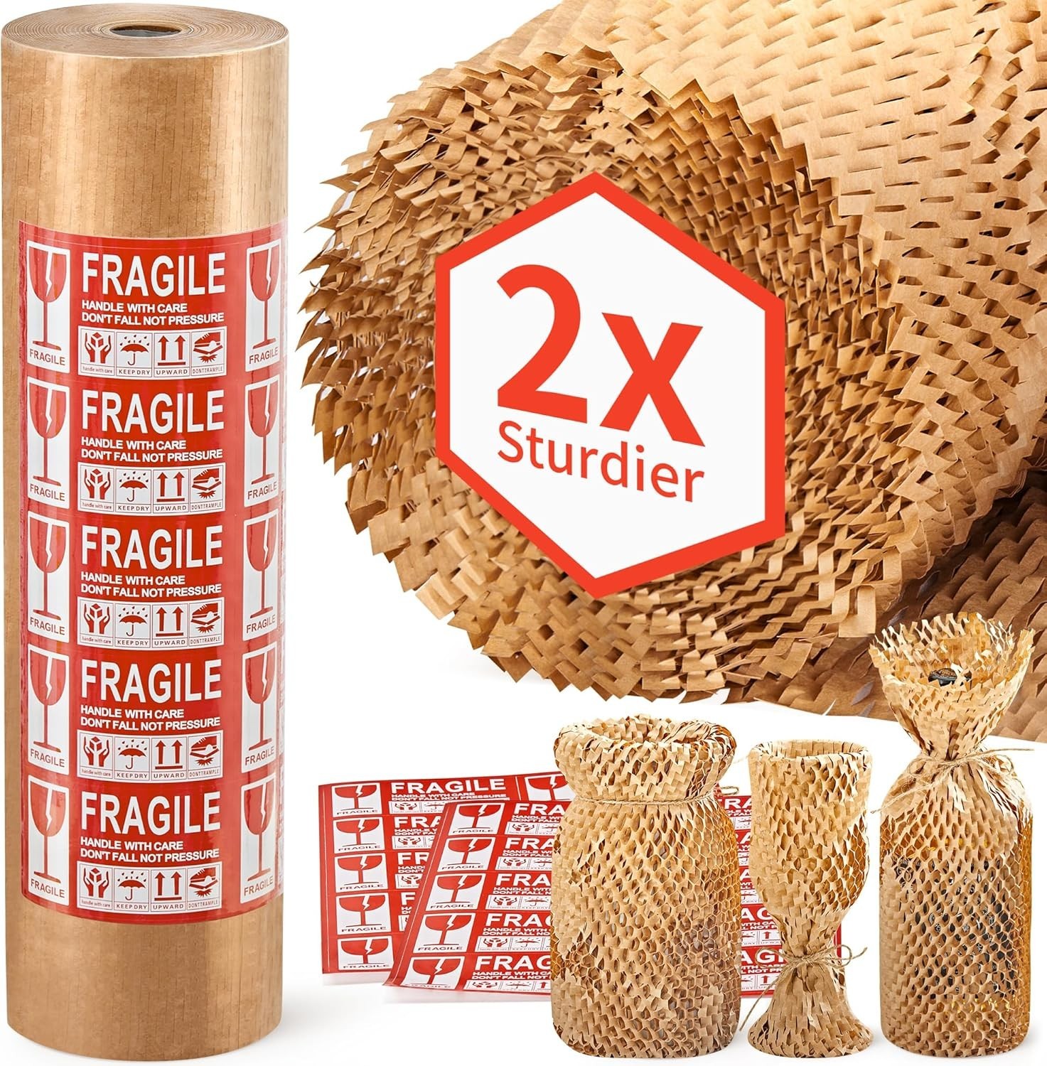 Honeycomb Packing Paper Bubble Wrap Roll 15x213ft Eco-Friendly Moving Supplies
