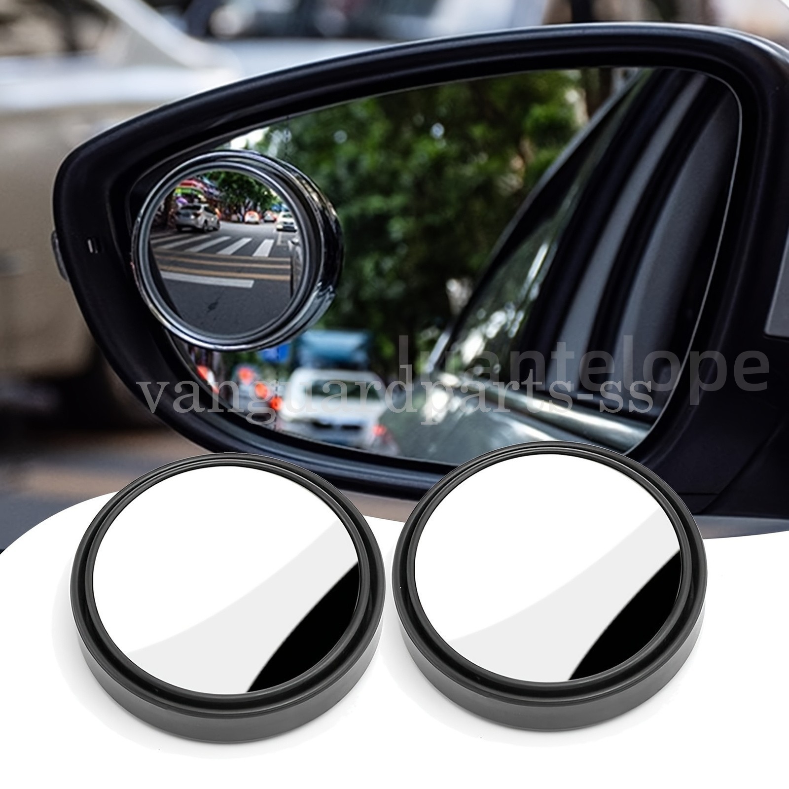 2X Car Sticker Small Round Mirror 360 Degree Blind Spot Reversing Assistance Car