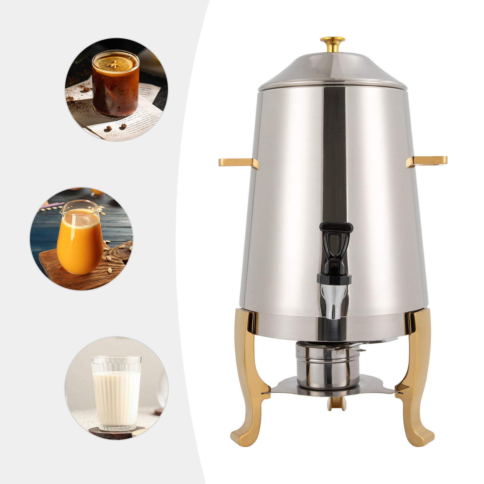400W Insulated Beverage Dispenser for Hot Drinks 3.43Gal Stainless Steel USA