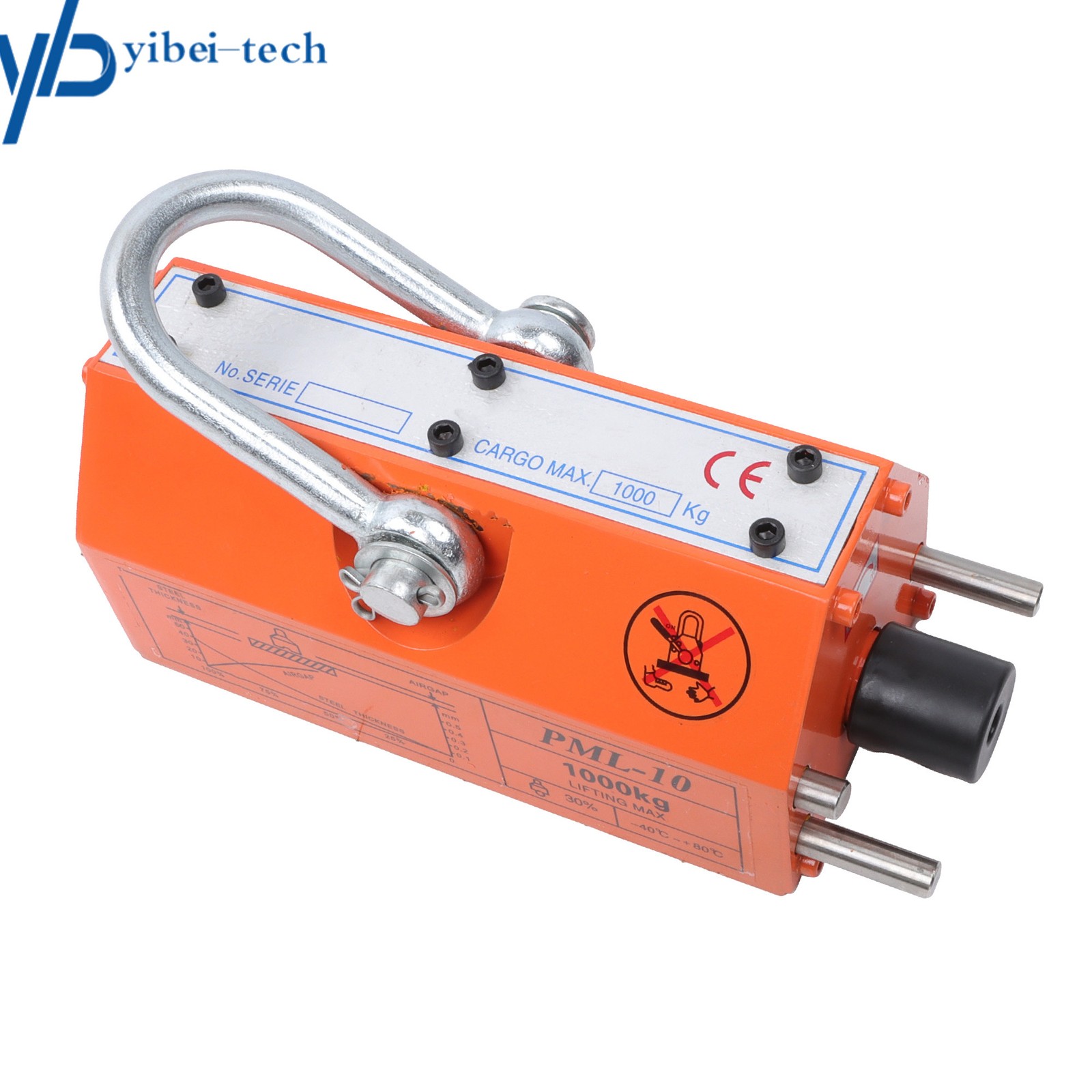 2200lbs/1000kg Permanent Magnetic Lifter Lifting Magnet Neodymium Hoist Orange