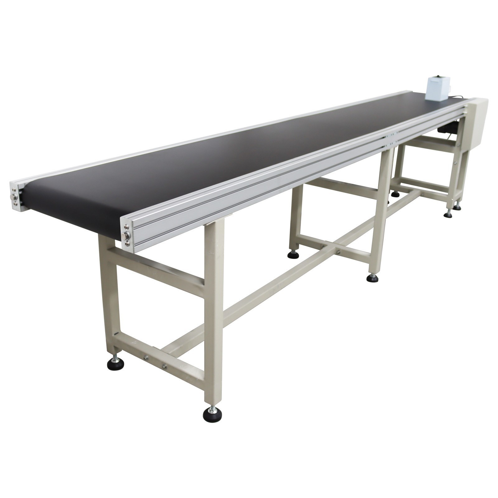 Open Box!Transport System 118in*11.8in L*W Black PVC Conveyor Belt 110V Shipping