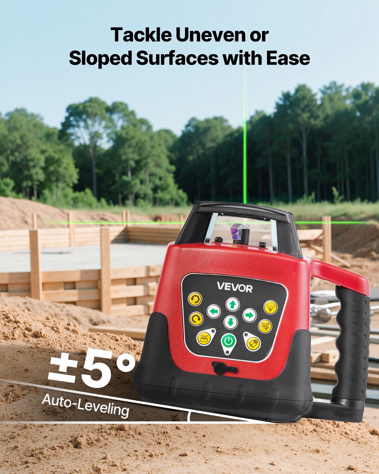 VEVOR 2000ft Rotary Laser Level Kit Self Leveling Green Horizontal with Tripod