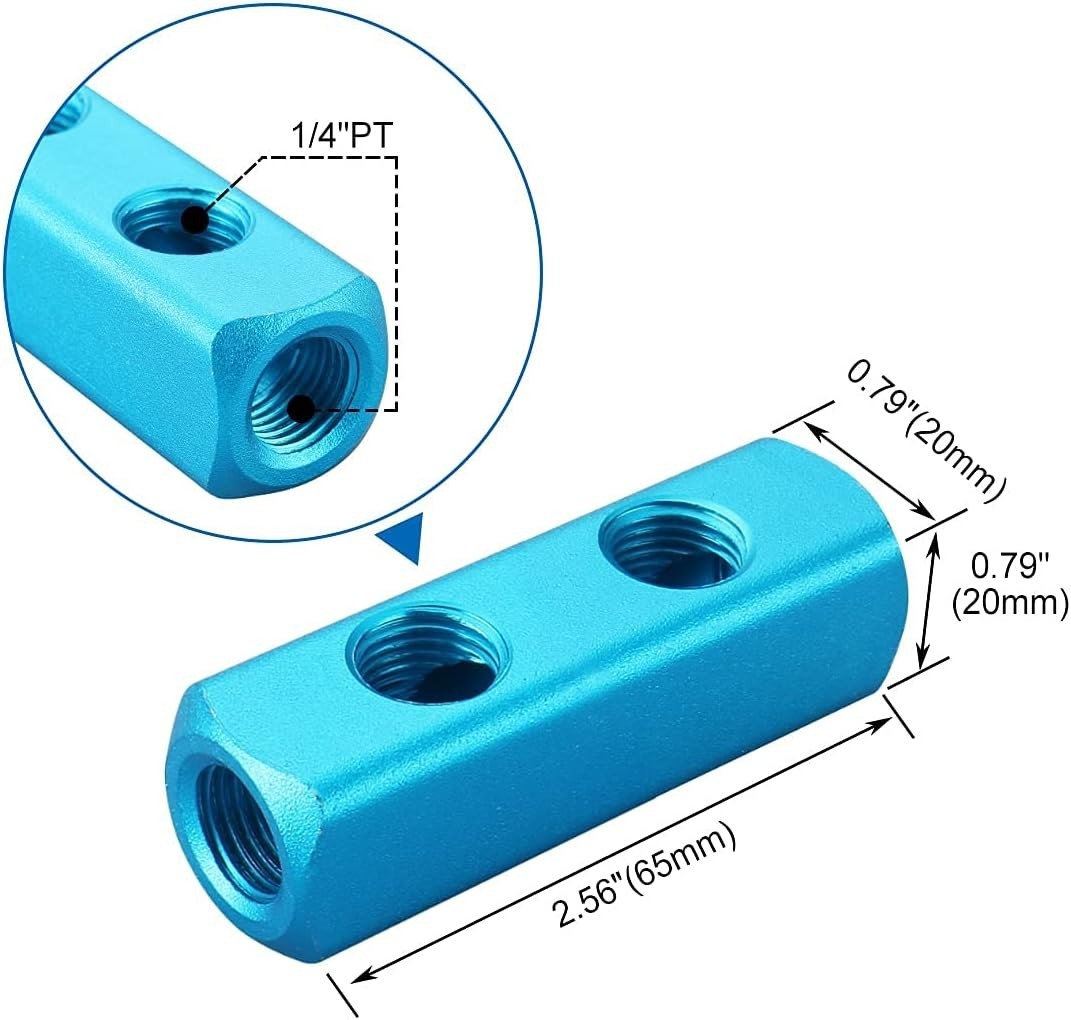 Durable Aluminum 2-Way 5-Port Manifold Block for Precision Pneumatic Control