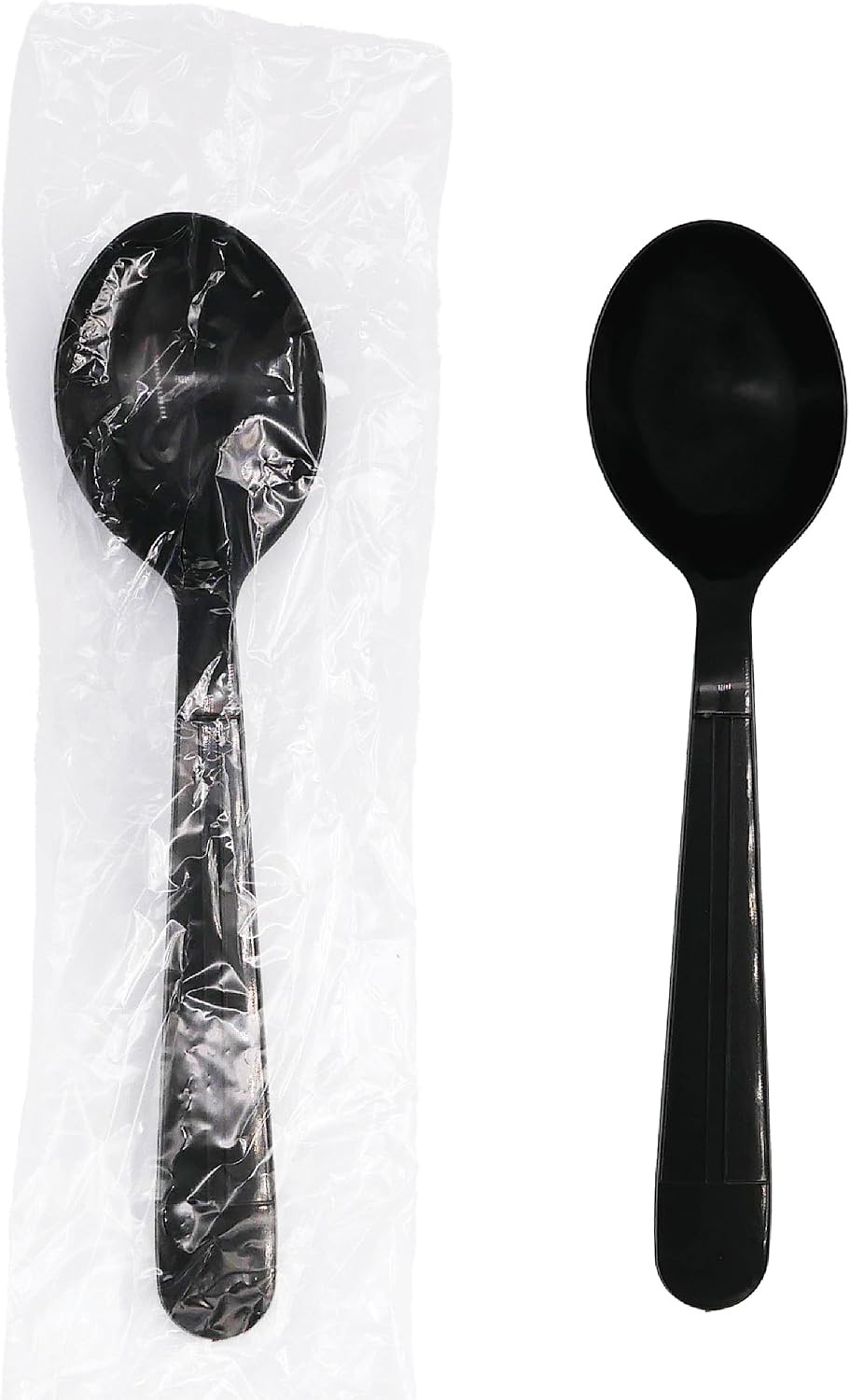 Individually Wrapped Black Plastic Utensil Sets/Heavy Duty Flatware Packs, Soup