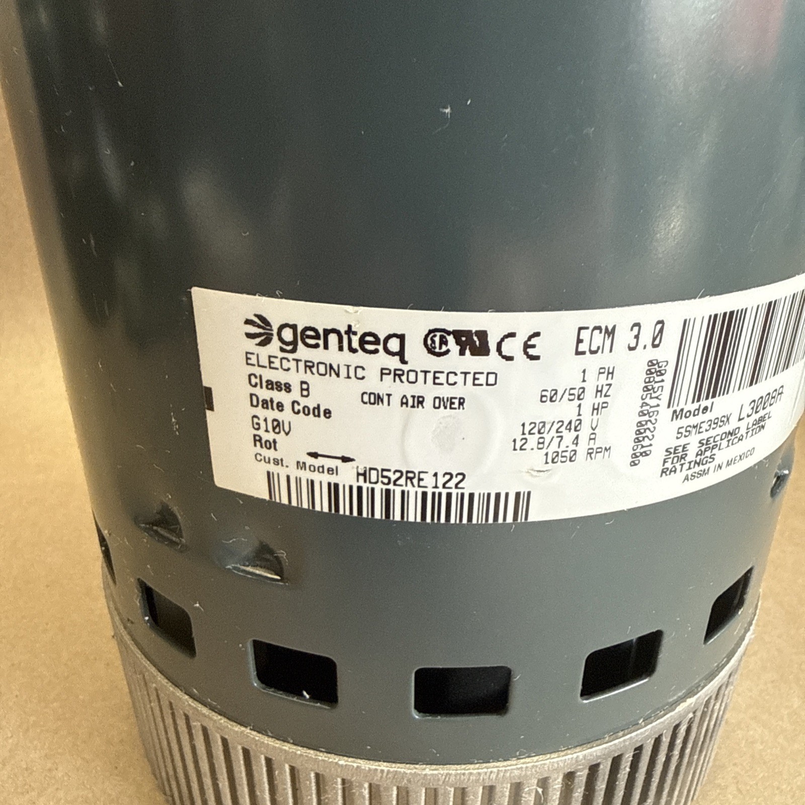 🔥 Genteq ECM 3.0 HD52RE122 Blower Motor 5SME39SXL3008A. GC07 3.0. 1HP.