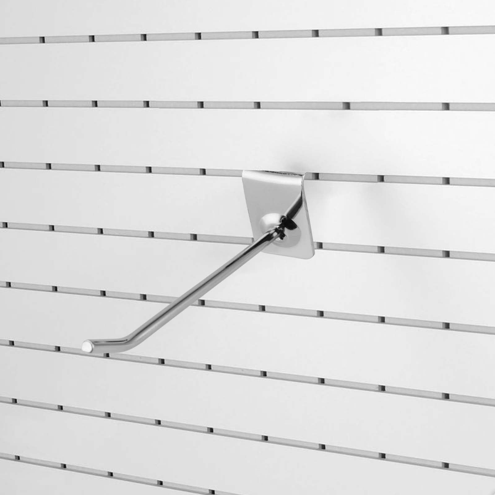 MUKLEI 100 PCS 4 Inch Silver Slatwall Hooks Slat Wall Gridwall Panel Slat Wal…