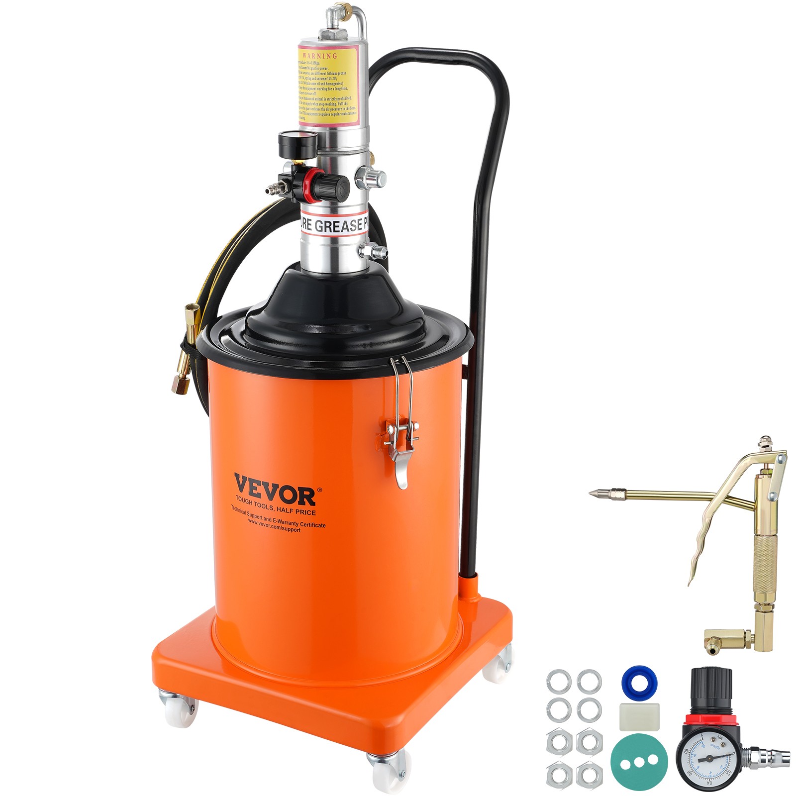 VEVOR Grease Pump Air Operated Grease Pump 5 Gallon 13 ft Hose Grease Bucket