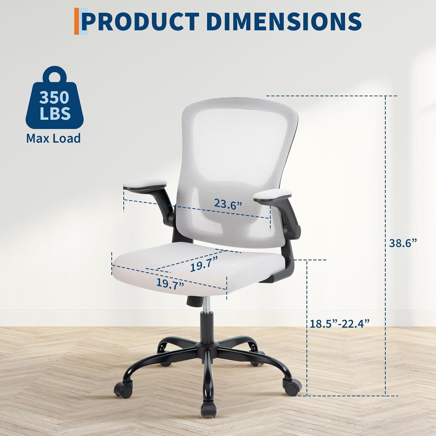 Ergonomic Mesh Office Chair 350Lbs with Adjustable Lumbar Support & Wheels