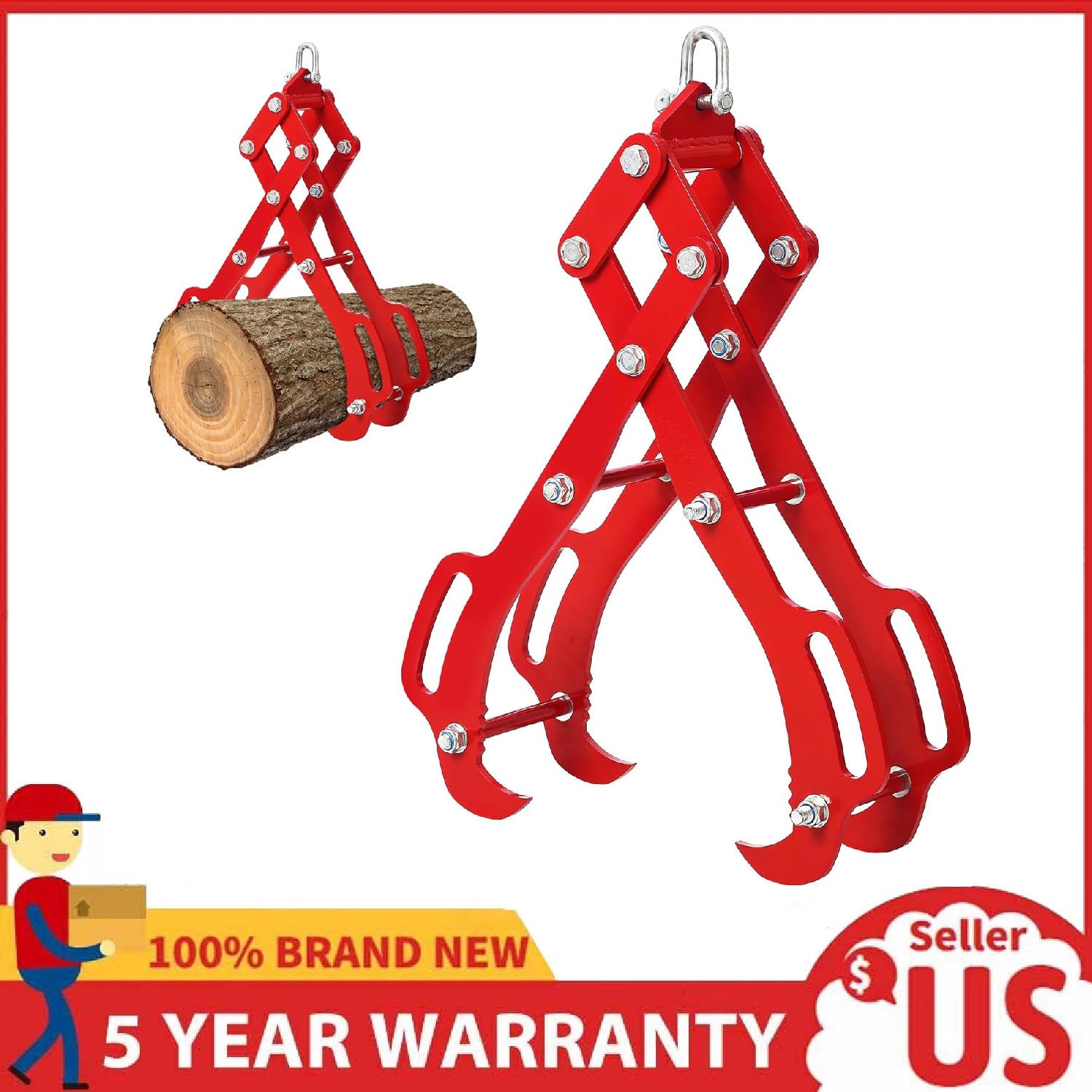 18″/28″/36″ Log Lifting Tongs, Heavy Duty Log Grabber Wood Lifting and Dragging