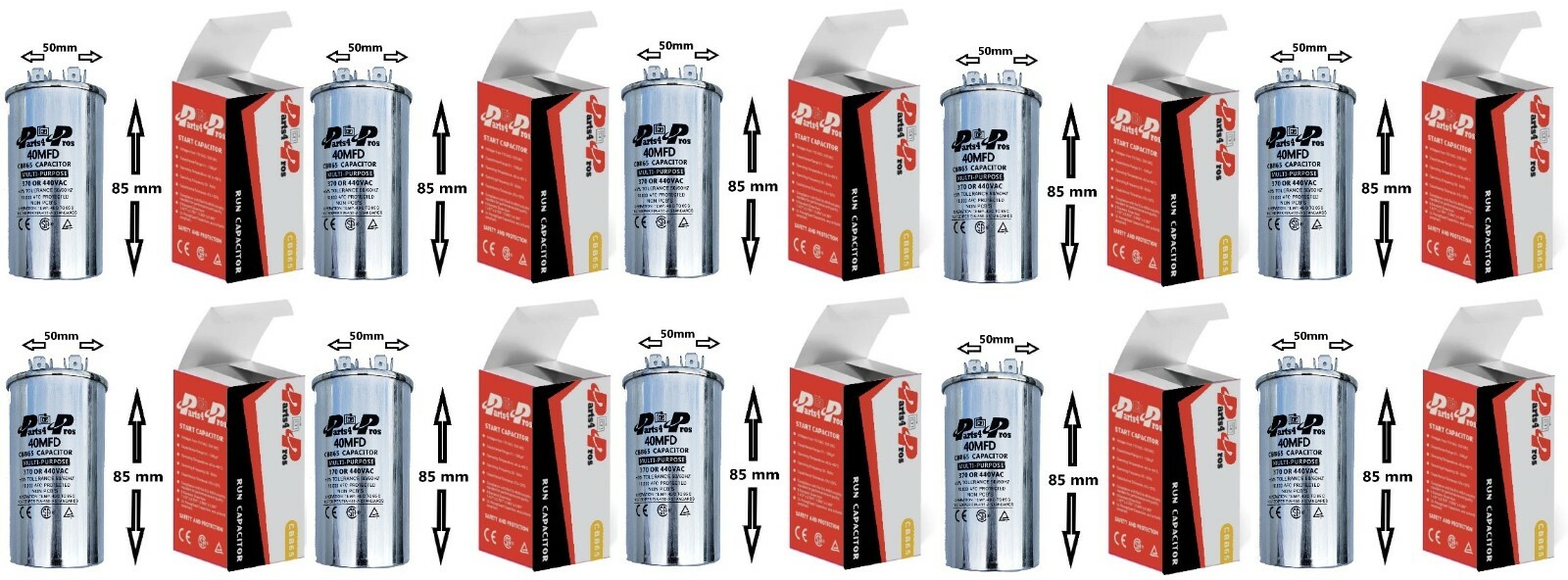 40+5 40/5 uF MFD 370-440V AC High Quality Motor Dual Run Capacitor CBB65-R (10x)