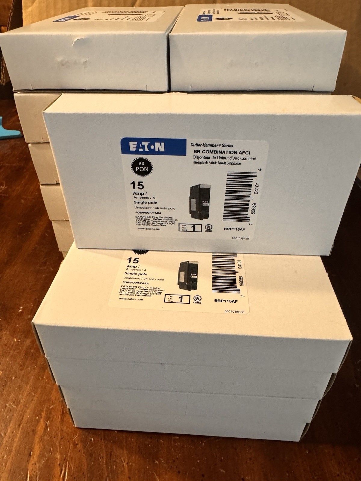 Eaton BRP115AF BRP115AFCS 15 Amp 1 Pole AFCI Plug-On Neutral Circuit Breaker NEW