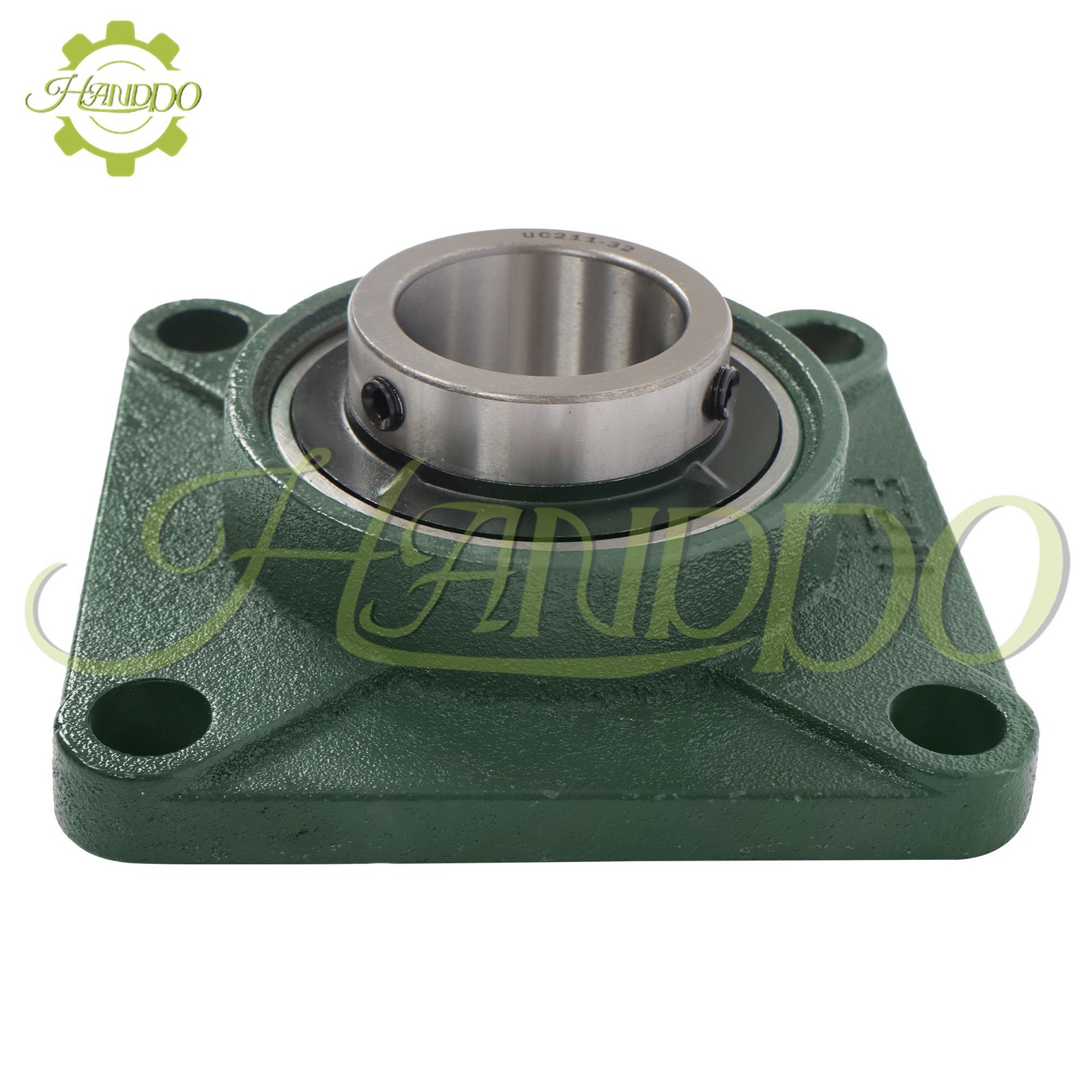 2 PCS 2″ Bore UCF211-32 Pillow Block Flange Bearing Cast Iron 4 Bolt Solid Base