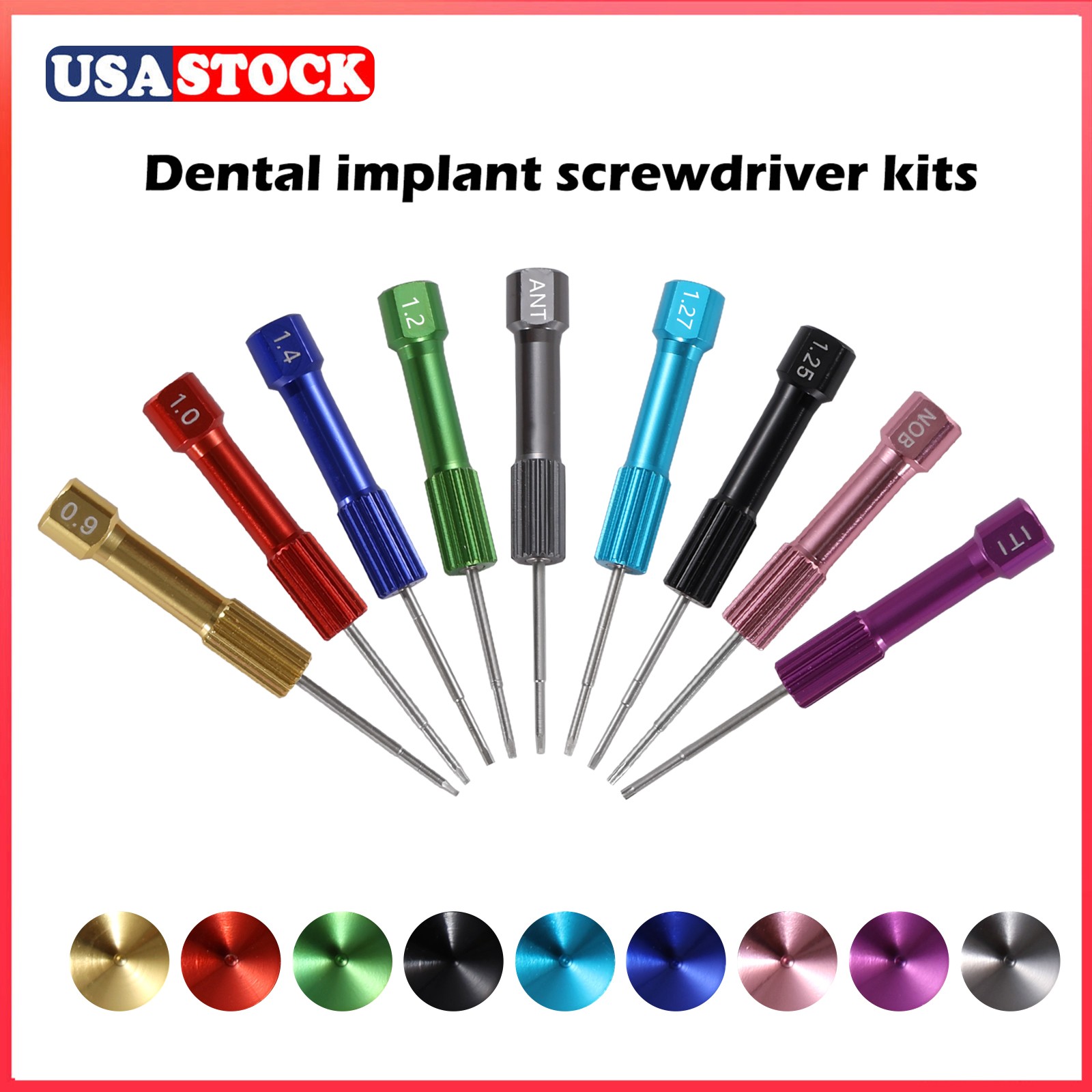 Dental Lab Stainless Steel Implant Screw Driver 9pc/set Dentistry Tool Kit
