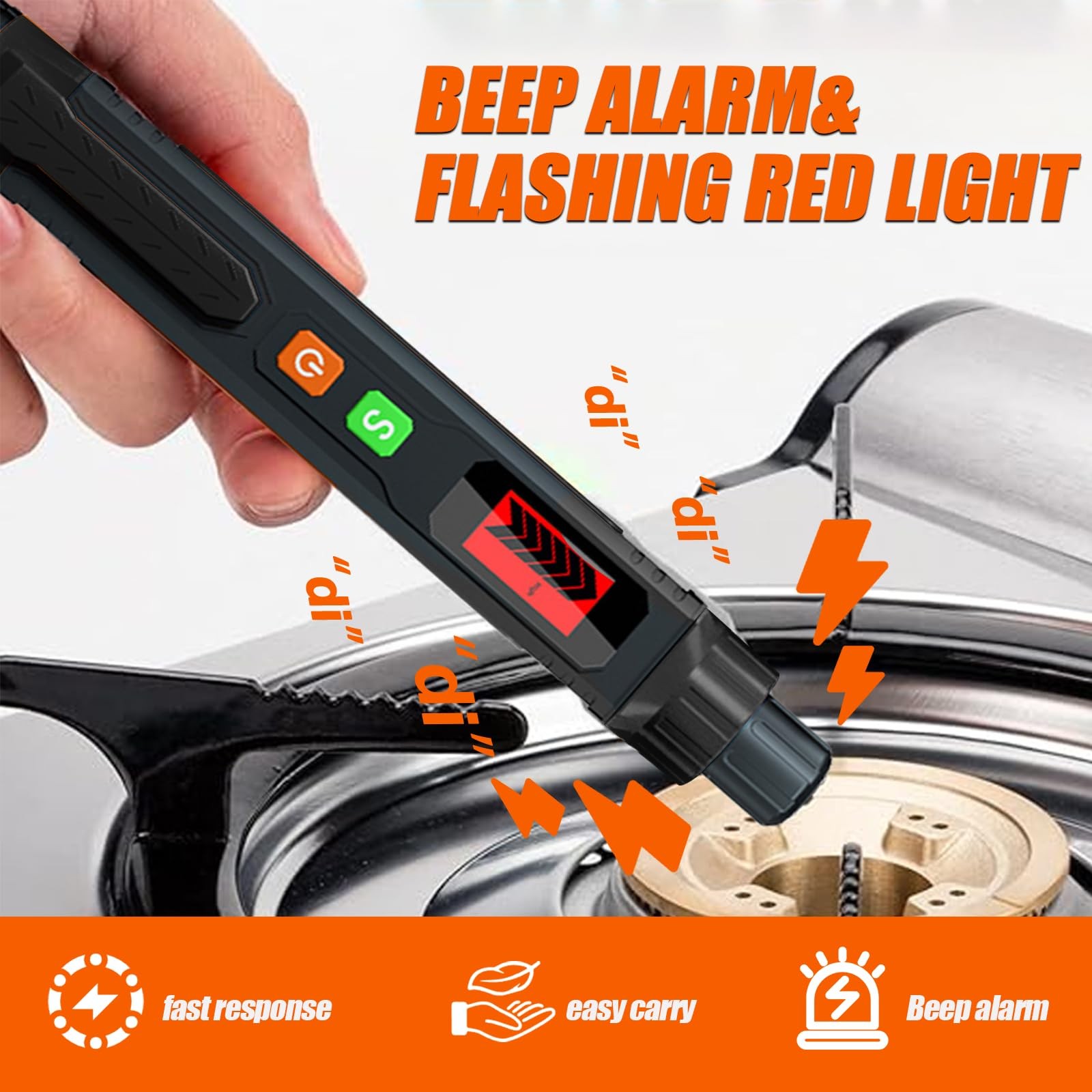 Natural Gas Leak Detector with Audible & Visual Alarm