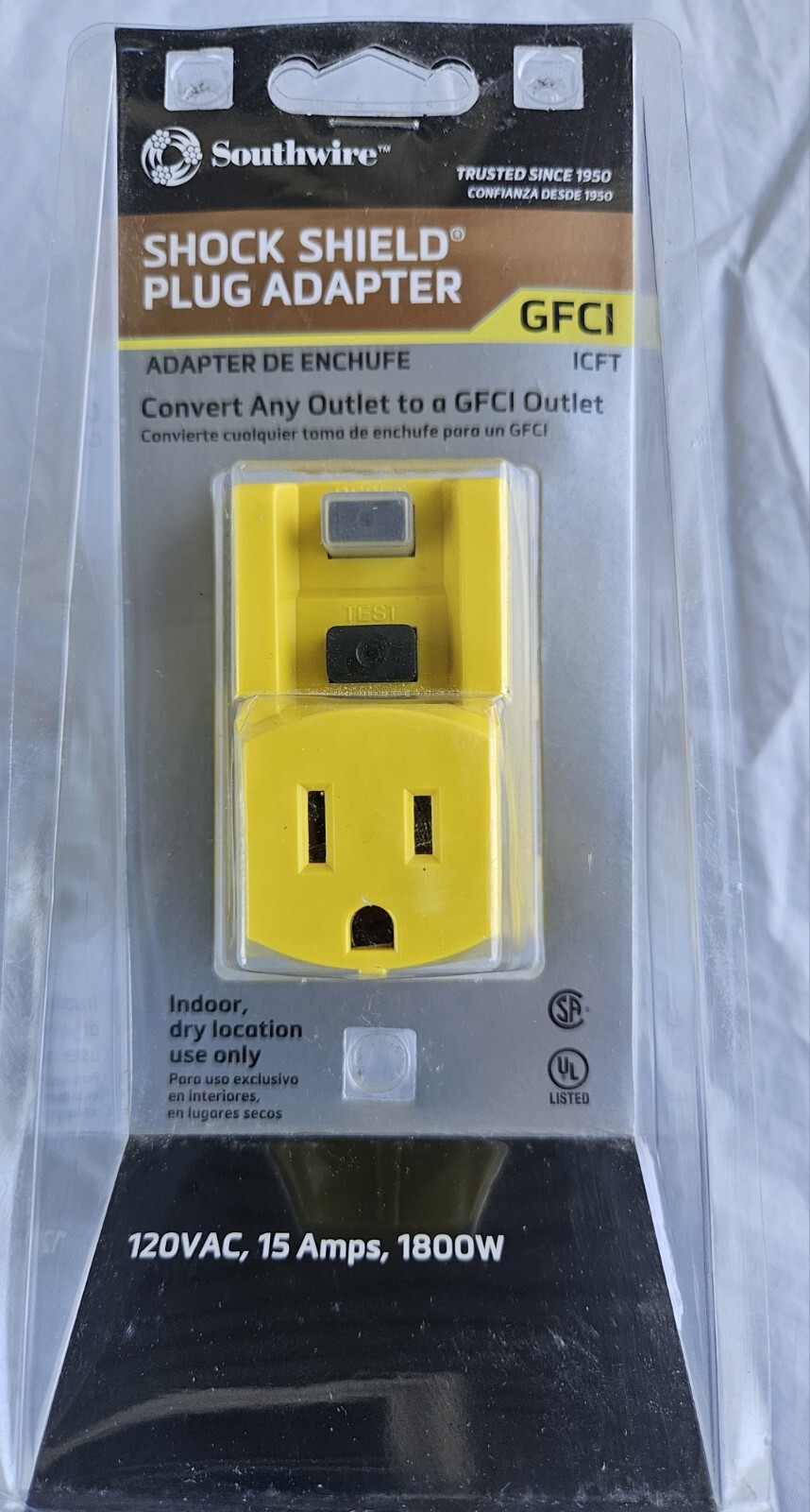 Southwire Shock shield GFCI Portable Plug Yellow