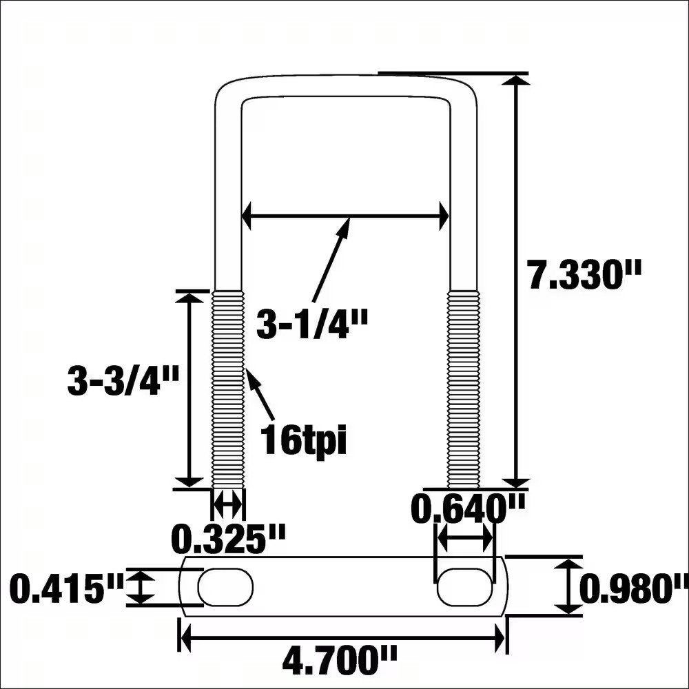3/8 In. X 3 In. X 7 In. Zinc-Plated Square U-Bolt