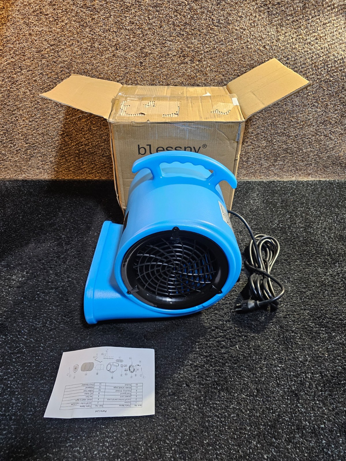 Blessny AR110035 Air Mover 1/2HP ETL Listed Carpet Dryer Fan, 2200CFM Air Blower