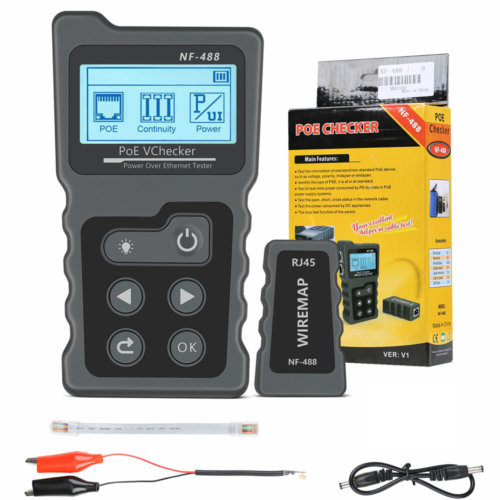 NETWORK CABLE TESTER LAN WIRE METER POE RJ45 ETHERNET VOLTAGE CURRENT TESTER USA