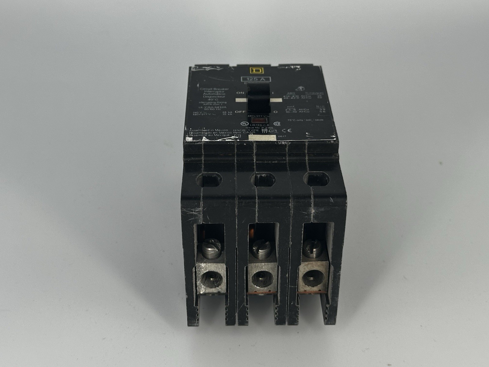 Square D EGB34125 125 Amp 3 Pole 480Y/277V 35kA Molded Case Circuit Breaker USED