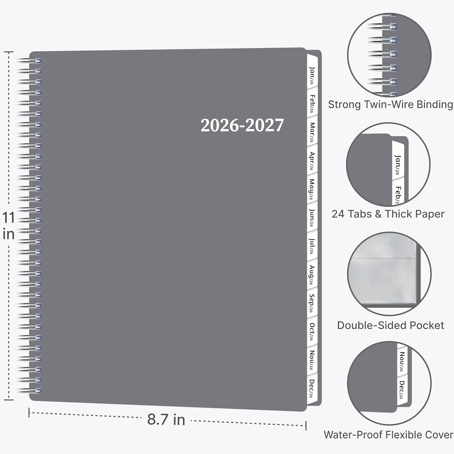 2026 Planner-2 Year Monthly Planner 2026-2027, JAN.2026 – DEC.2027, 8.5″ X 11″,