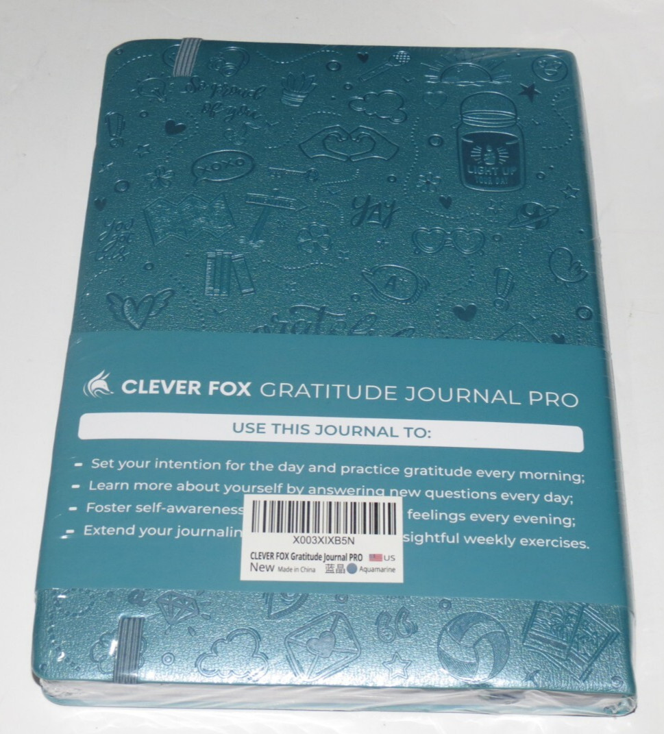 b4 Clever Fox Gratitude Journal Happiness Positivity & Affirmation Daily Teal