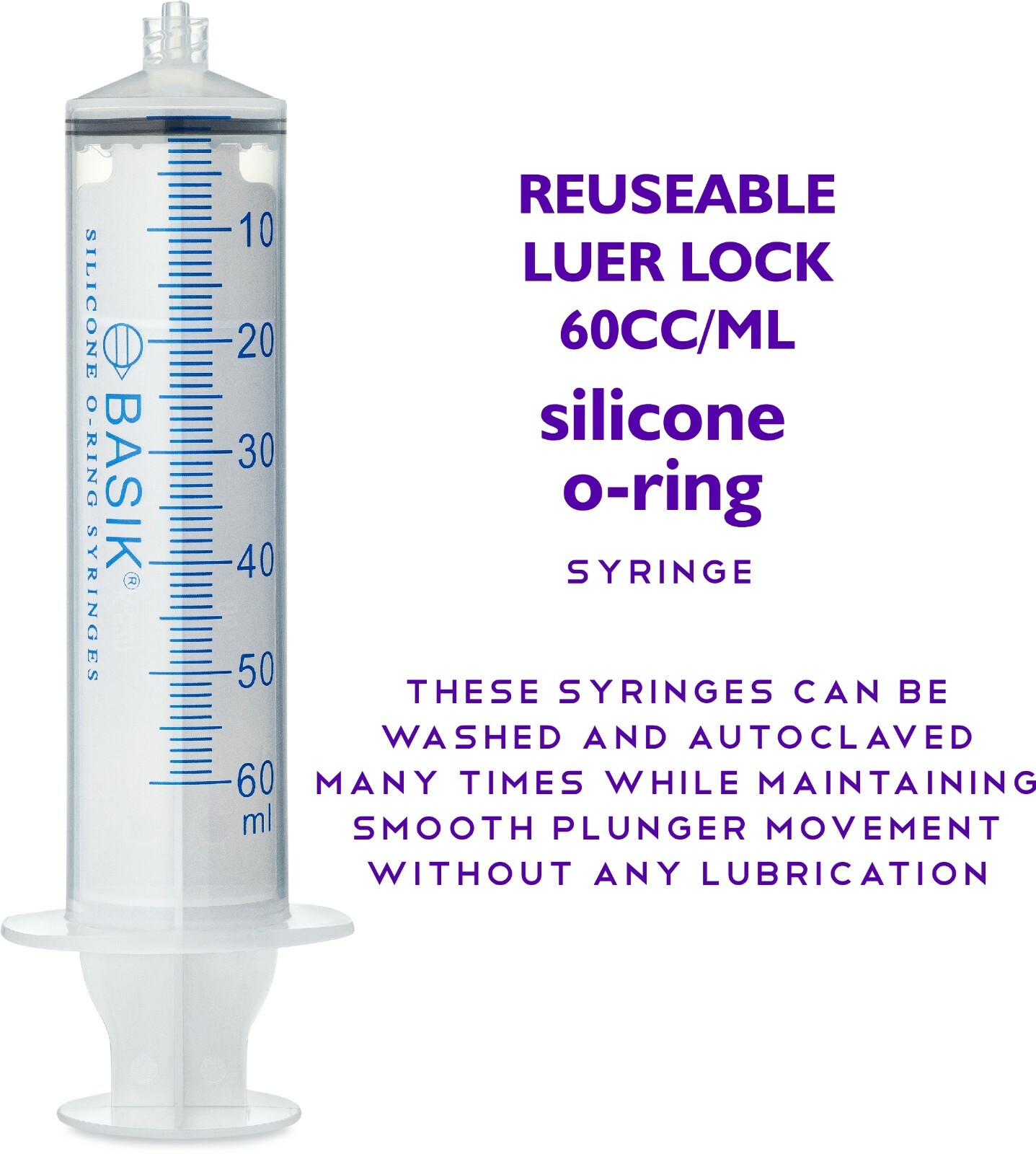 60cc | 60ml BASIK Syringe Silicone O-ring 5/pak Luer Lock Intnl Shipping