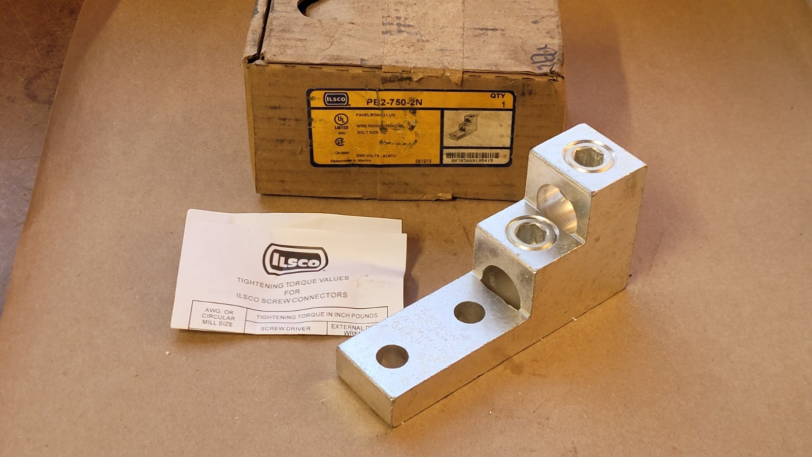 Ilsco PB2-750-2N Panelboard Lug 750kcmil
