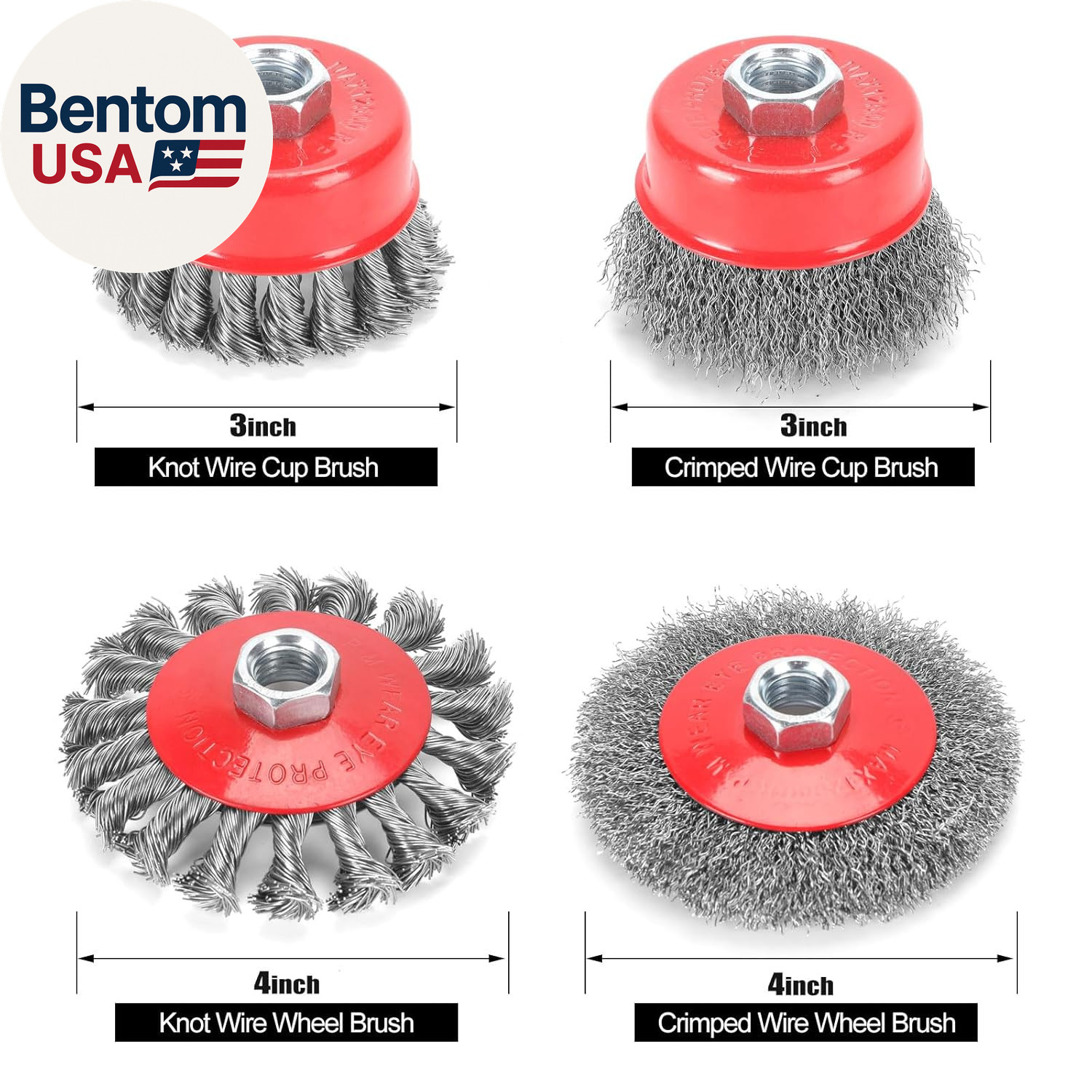 12 Pack Wire Wheel Brush for Angle Grinder, 6Pcs 4” Wheel Brushes, 6Pcs 3” Cup B