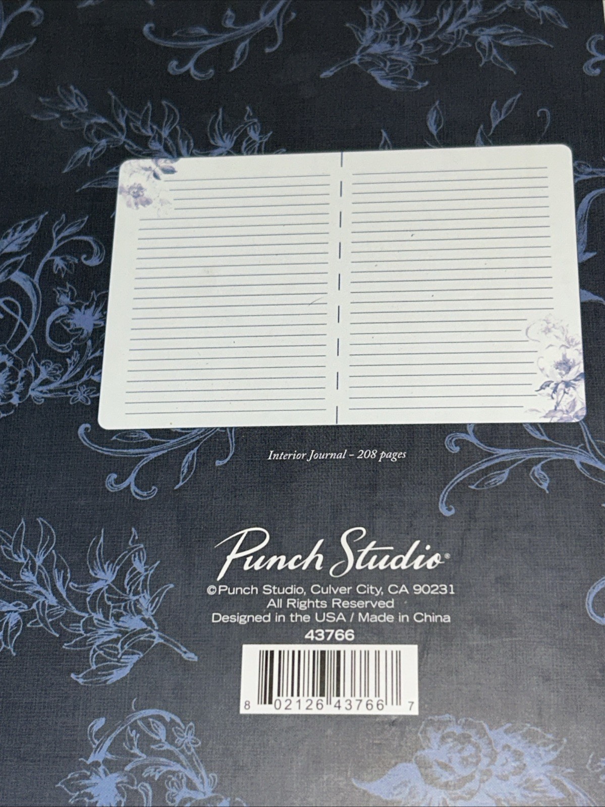 Punch Studio Navy Blue Floral Gold Embellished Hardcover Journal & Pen Set