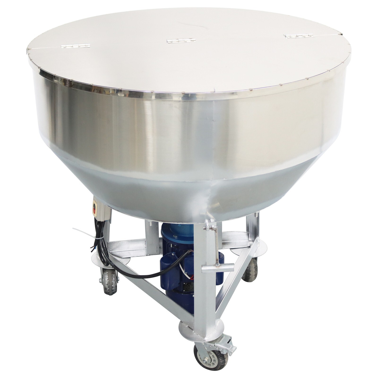 200KG/440LBS Stainless Feed Mixer Granular Plastic Mixer Machine W/Wheel 220V