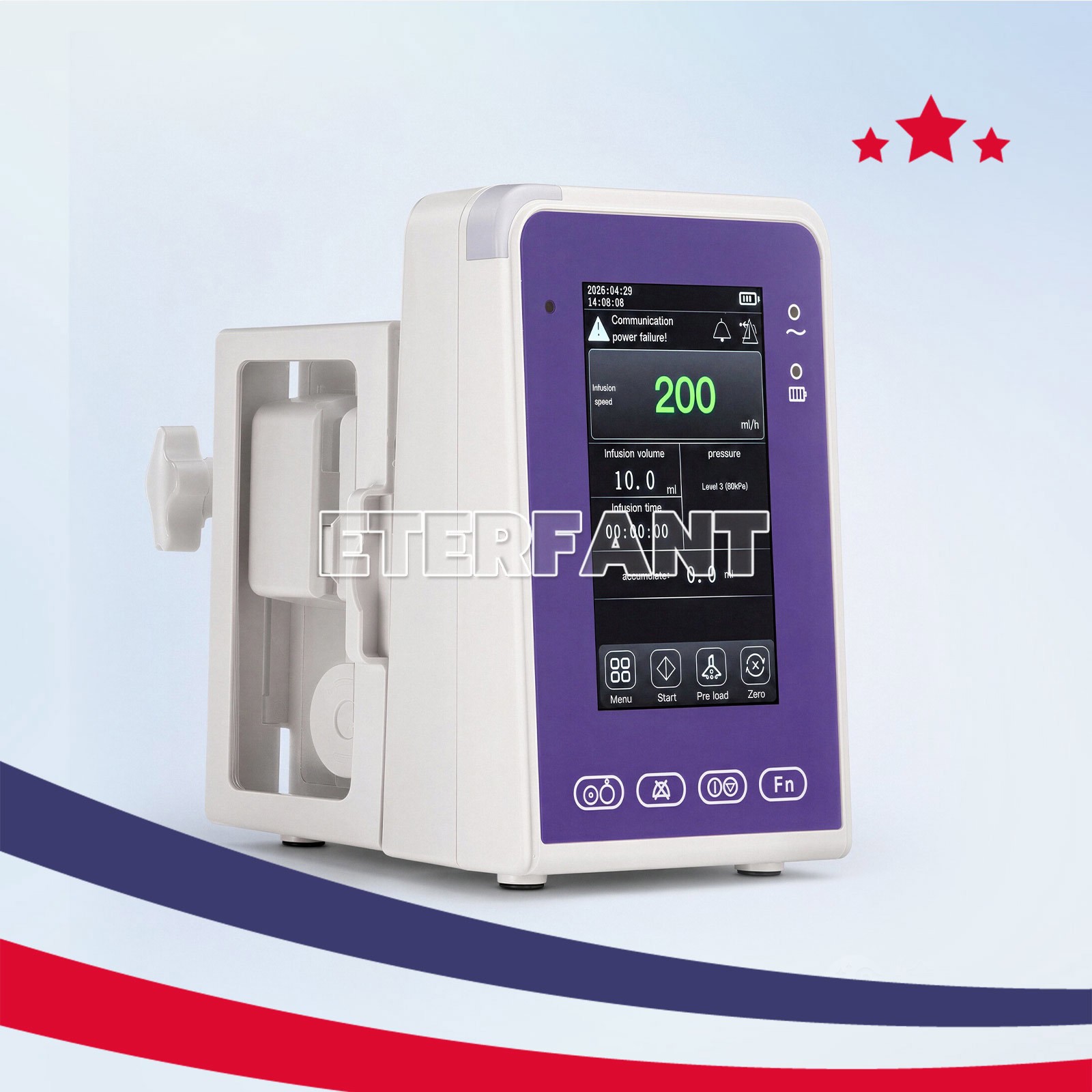 Portable 6-mode LCD Touch Screen Enteral Feeding Pump with Adjustable Pole Clamp