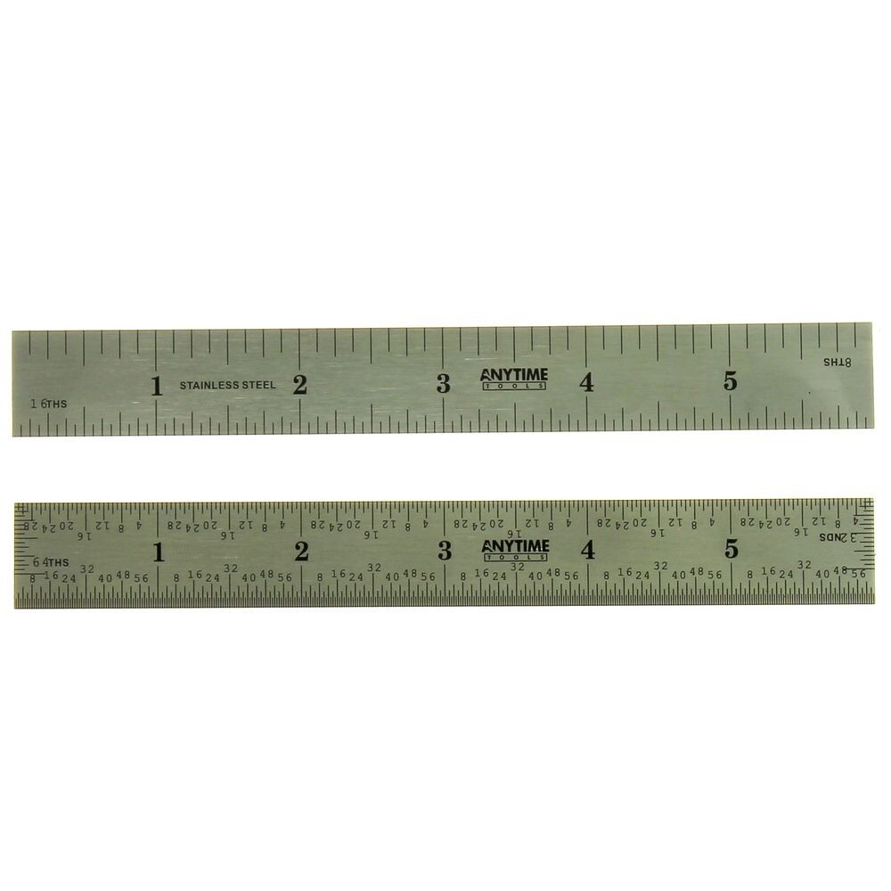 6 Inch Ruler 1/32″ 1/64″ Machinist Stainless Steel Scale 34-006-4R Anytime Tools