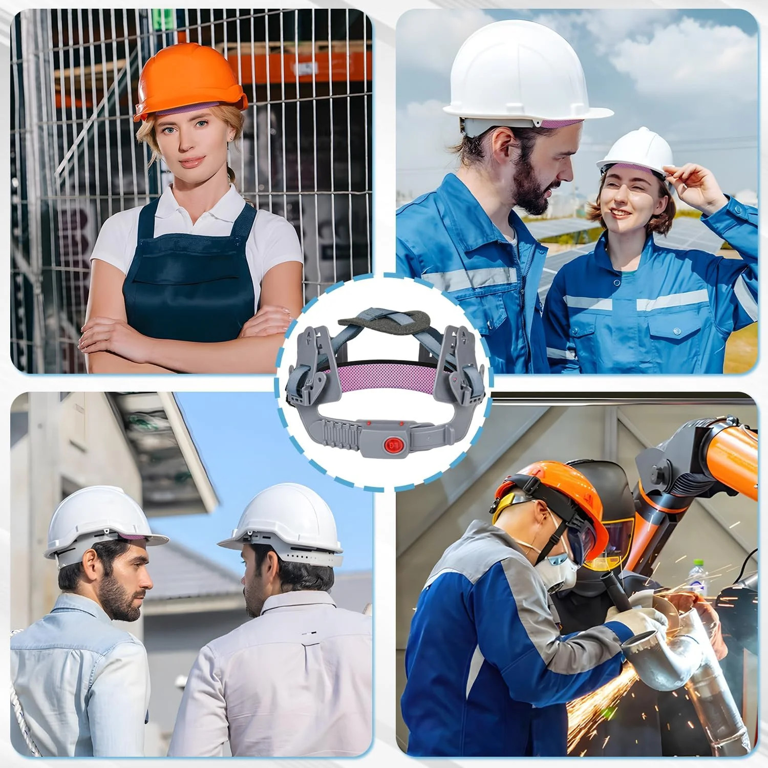 Hard Hat Sweatband 4Pcs, Innovative 3-Layer Fabric Hard Hat Sweat Bands Washable