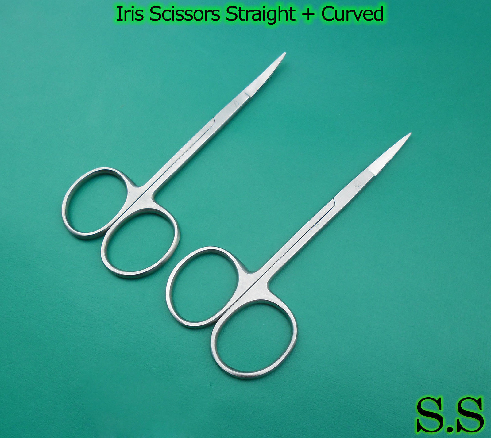 4 IRIS MICRO SURGERY DELICATE OPHTHALMIC SCISSORS STRAIGHT+CURVED 4.5″ + 3.5″