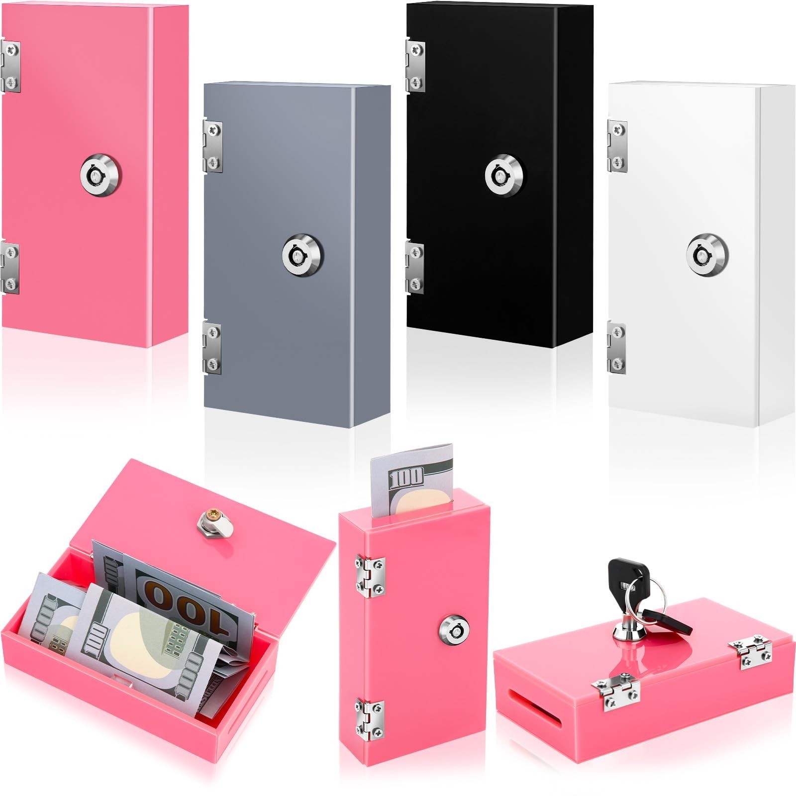 4 Pack Acrylic Cash Box Portable Safe for Gamblers – Pocket Sized Money Storage