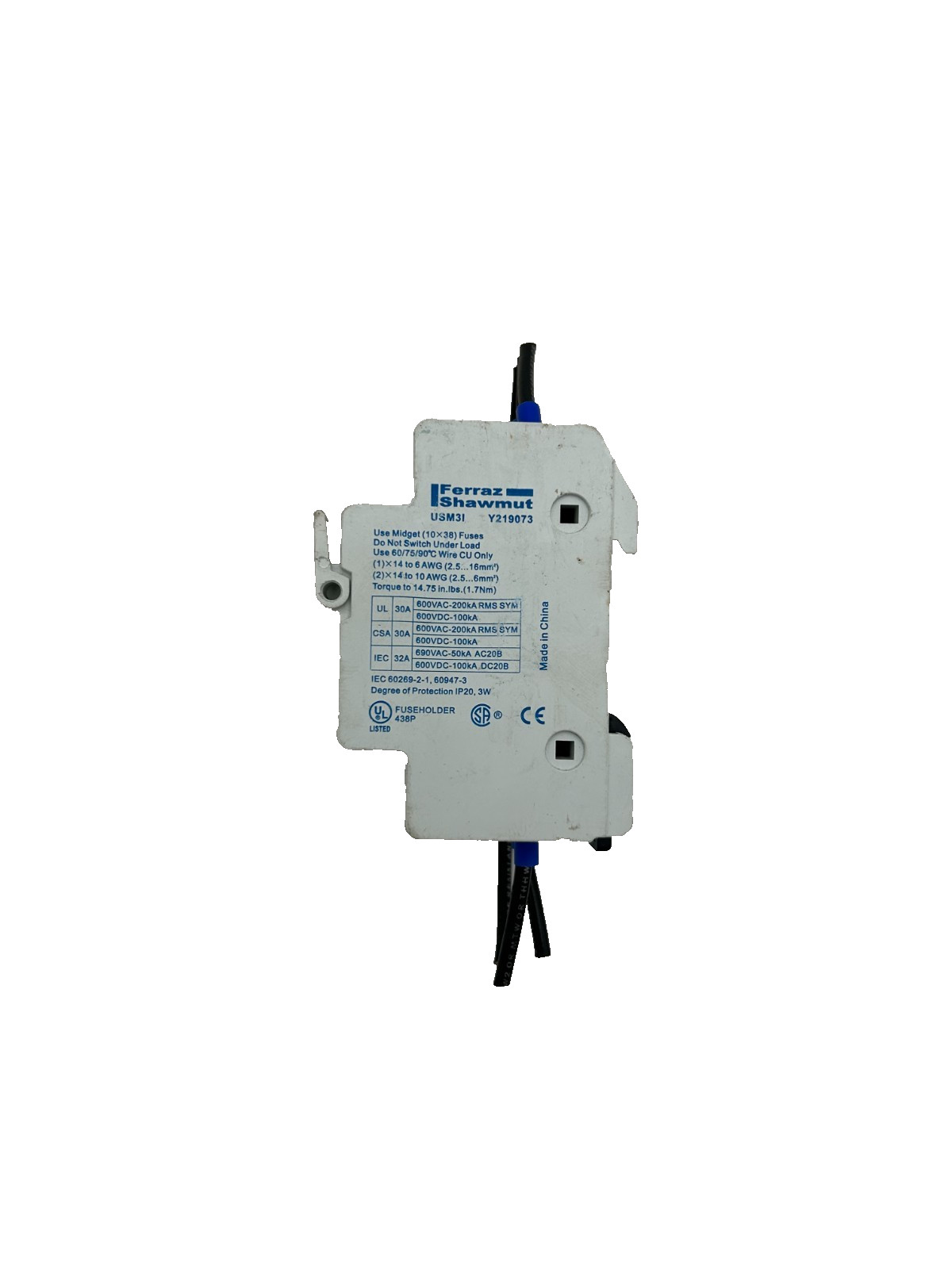 Ferraz Shawmut UltraSafe USM31 Fuse Holder 3-Pole Y219073