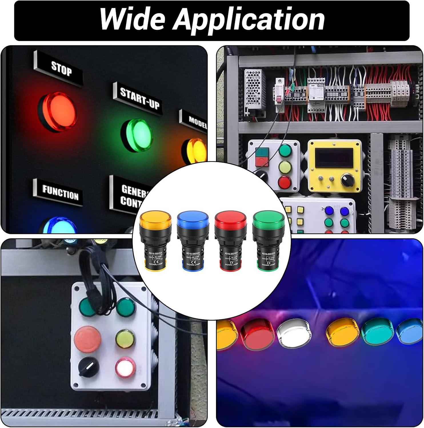 8Pcs 22Mm AC/DC 12V-24V LED Power Indicator Light, 20Ma Flashing Pilot Signal Pa