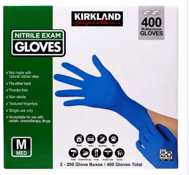 Kirkland Signature. Nitrile Exam Gloves, Medium. 400 Count