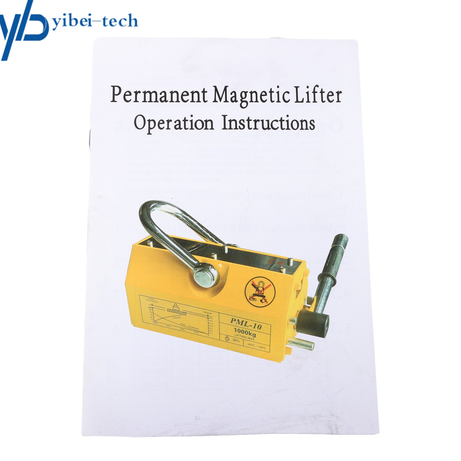 2200lbs/1000kg Permanent Magnetic Lifter Lifting Magnet Neodymium Hoist Orange