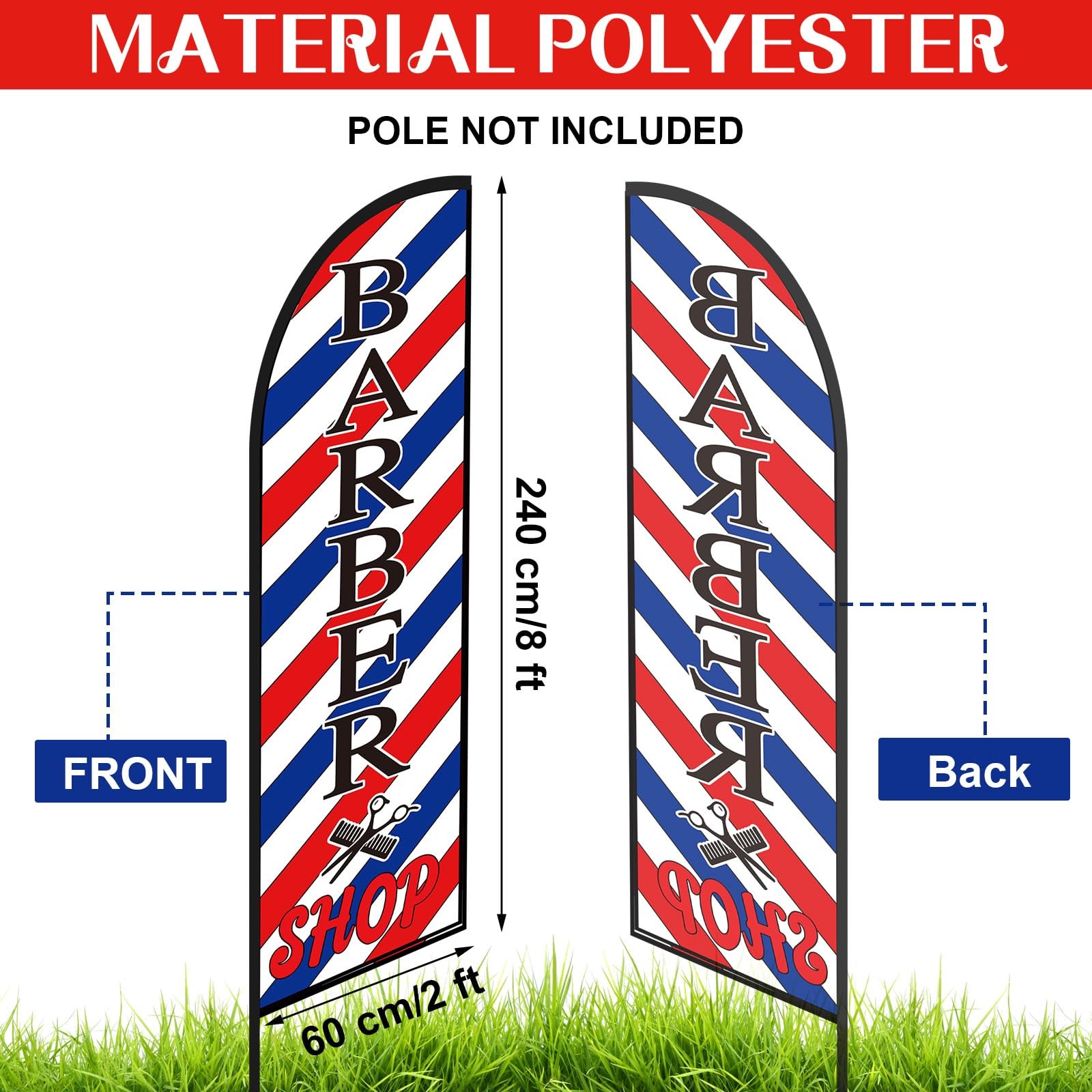 Barber Feather Flag 8ft Swooper Banner Sign Business Outdoor Sign 2pk