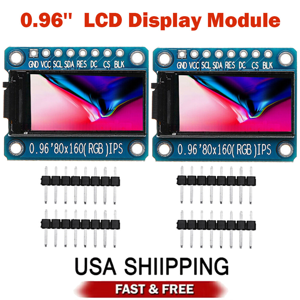 2X 0.96» Inch IPS Full Color 80×160 LCD Display Module ST7735 SPI for
