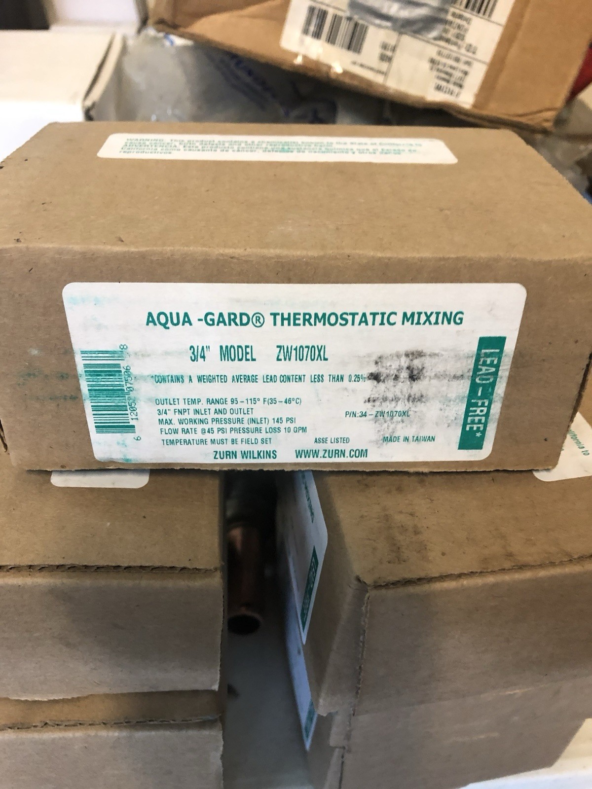 Zurn Wilkins 3/4 in ZW1070XL Aqua-Gard Thermostatic Mixing Valve Lead Free *New