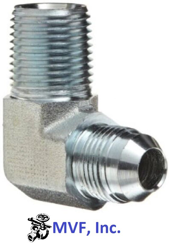 Hydraulic 37° Flare to 90° Pipe Adapter 3/8″ Male JIC x 3/8″ Male NPT 2501-06-06