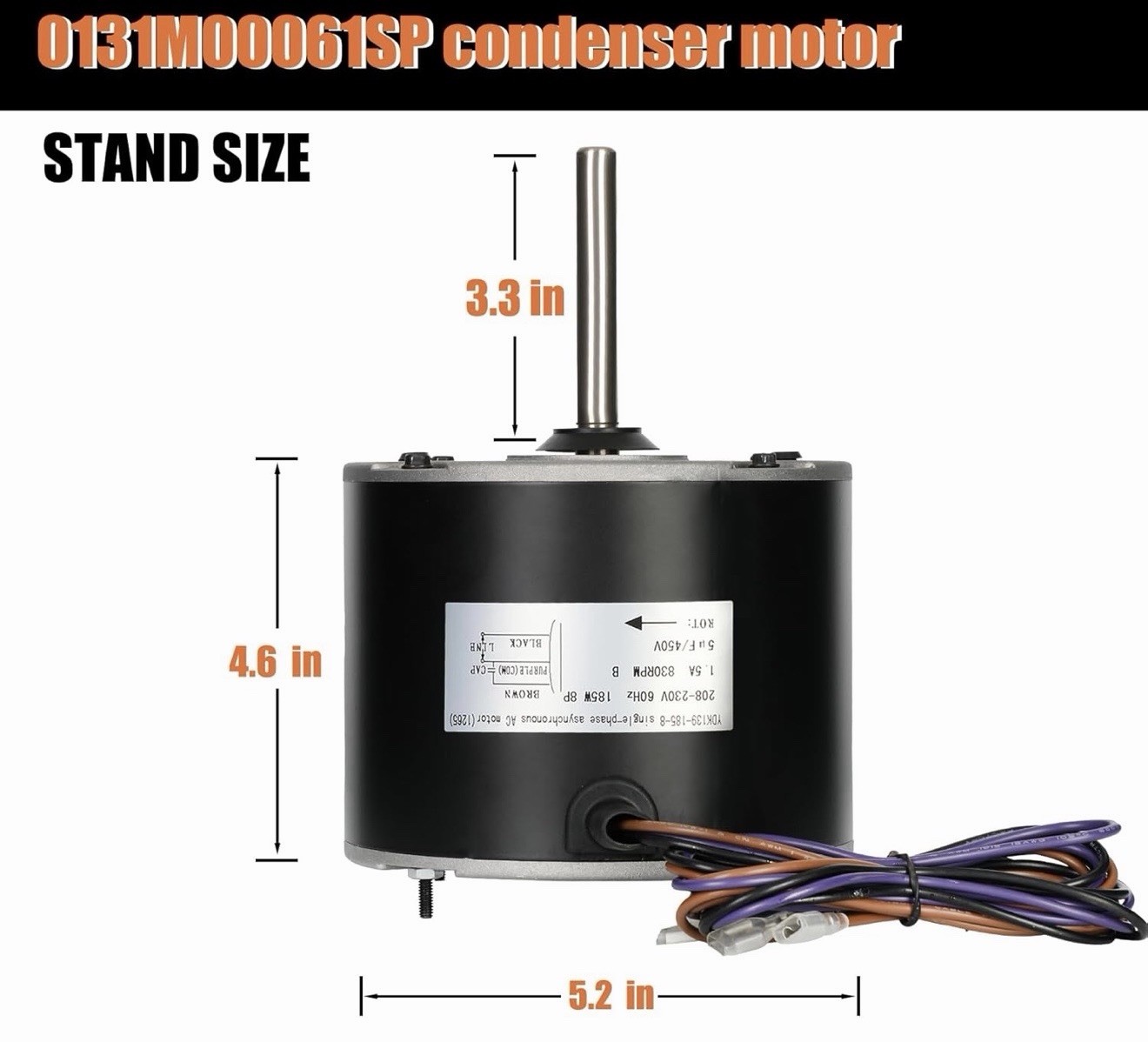 0131M00061SP 1/4 HP Condenser Fan Motor for Goodman Amana Janitrol 0131M00014PS